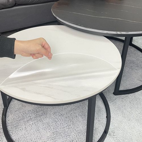 岩板餐桌保护膜耐高温大理石膜圆桌面子透明自粘茶几台面家具贴膜