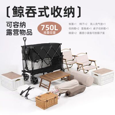 踢腾露营车户外可折叠野营拖车快递小推车桌板摆摊野餐旅行营地车