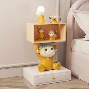 可爱猫咪儿童房间床头柜卧室沙发旁边几置物架落地摆件