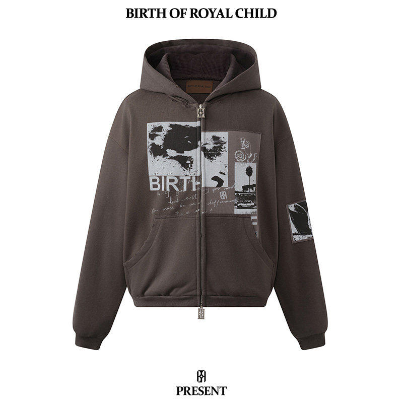 【品牌直发】BIRTH OF ROYAL CHILD BORC 海报贴布帽衫复古印花,男装,卫衣,淘宝优惠券,粉丝福利购,淘宝优惠卷