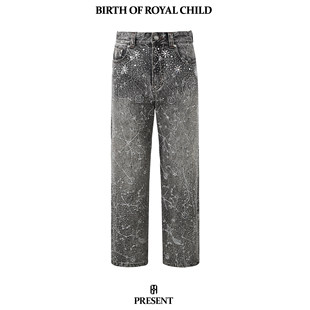 BIRTH ROYAL CHILD 银河满钻复古水洗牛仔裤 BORC 官方正品