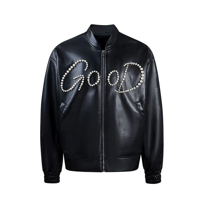 【官方正品】GOODBRAND 重工珍珠设计感夹克皮衣外套女 男女同款