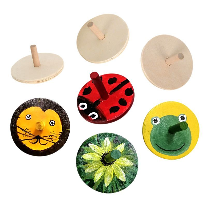 幼儿园儿童手工制作创意DIY素材 白模填色彩绘传统木质涂色小陀螺,玩具/童车/益智/积木/模型,陀螺,淘宝优惠券,粉丝福利购,淘宝优惠卷