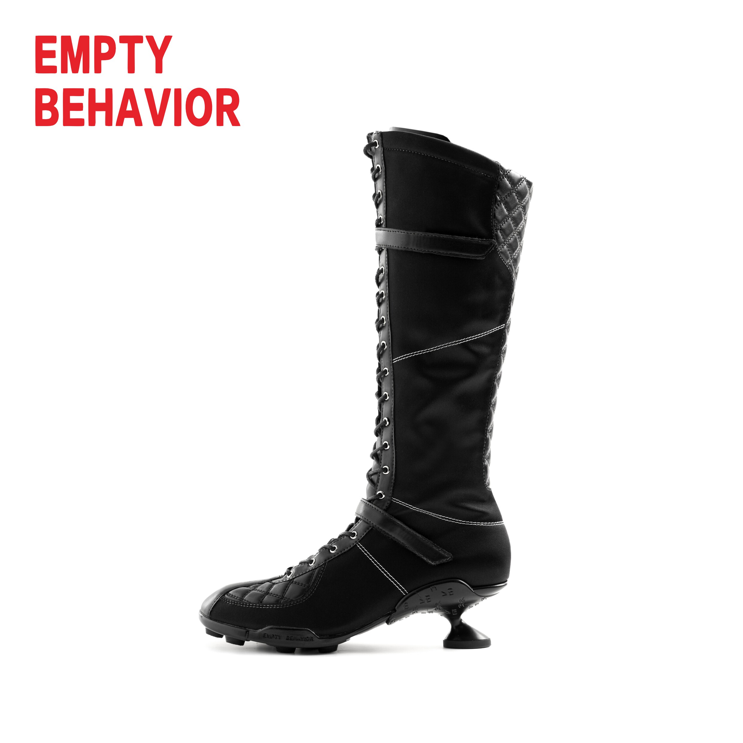 EMPTY BEHAVIOR·高帮拳击靴 黑曜石缎面黑色