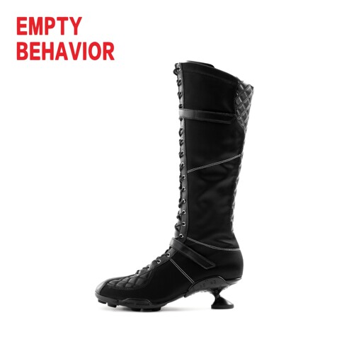 EMPTY BEHAVIOR·高帮拳击靴 黑曜石缎面黑色