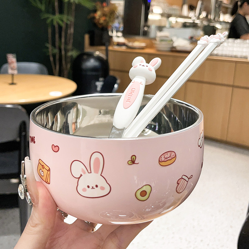 【宝妈推荐可爱】316不锈钢碗宝宝辅食碗儿童吃饭专用碗筷勺餐具