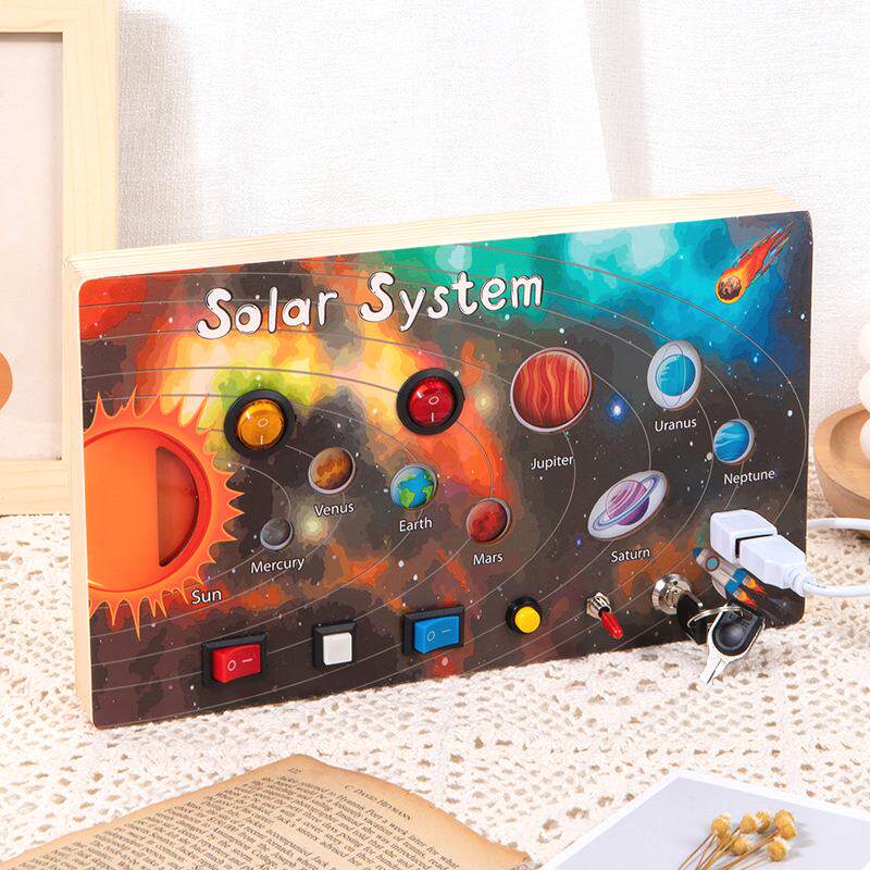 MONTESSORI EARLY EDUCATION CHILDRENS BUSY BOARD LED LUMINOUS UNLOCKING ELECTRONIC SCIENCE AND EDUCATION EDUCATIONAL CROSS-BORDER TOYS WOODEN TOYS