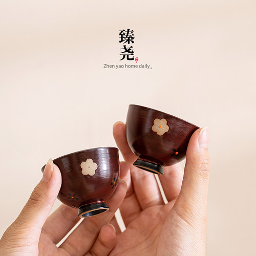 臻尧小清新粉引陶瓷侘寂风纯手绘