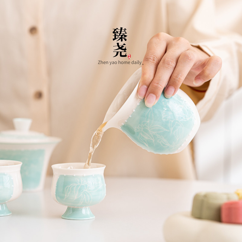 2024新款纯手绘陶瓷公道杯单个女士高颜值茶海功夫茶具配件分茶器,餐饮具,公道杯,淘宝优惠券,粉丝福利购,淘宝优惠卷