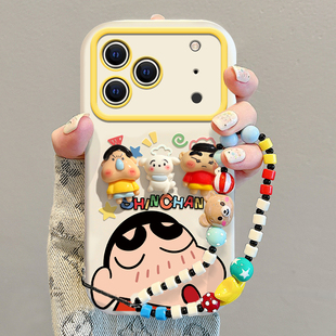 蜡笔小新适用苹果17Promax手机壳16Plus可爱卡通15Pro创意女款14公仔13手链12/11保护套iPhone8/7全包X防摔壳