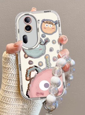 适用OPPOReno11手机壳Reno12/13Pro可爱卡通煤球10Pro+女新款k9高级感find x8挂绳手链x7全包防摔oppo保护套