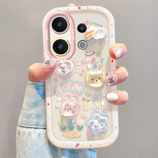 适用vivoS30手机壳s30Promini立体兔子小熊s20新女款 S19Pro高级感s18e创意挂绳s17防摔s16可爱s15透明泡芙壳