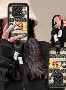 条纹格子适用红米note15手机壳14ProPlus新款女13Pro+高级感小清新12Turbo创意公仔挂绳note11/10全包防摔壳