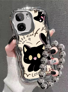 可爱黑猫适用iQOONeo9手机壳NEO10Pro+新款挂绳z8x高级感少女心z7网红爆款iQOO13可爱卡通12/11s创意软壳neo9