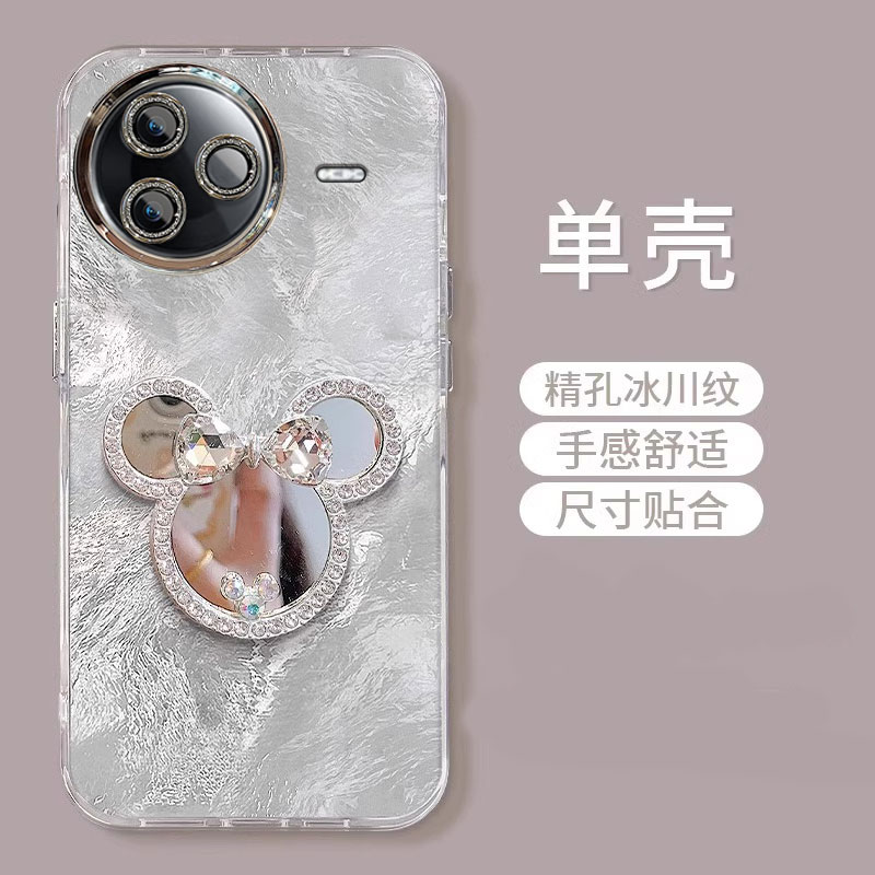 适用红米k80手机壳k70至尊版k60e米妮镜子k50支架挂绳k40s自带镜头膜k30小米note14Pro+女新款13/12全包防摔