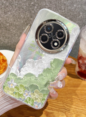 适用华为畅享90Promax手机壳90Plus油画花朵80S高级感70油画风60个性创意50保护套女款20SE全包防摔带镜头膜