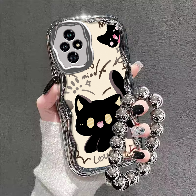 可爱黑猫适用荣耀200手机壳300ultra网红爆款400Pro可爱卡通honor100全包防摔90GT女新款华为荣耀80/70软壳SE
