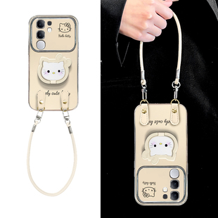 KT猫支架适用vivoY300T手机壳Y200i新款 可爱卡通y77e带挂绳y76s全包防摔y73s保护套 少女心y100高级感小众Y78