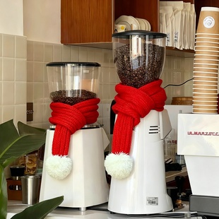 喜庆2026新年装饰咖啡机磨豆机围巾元旦装饰品氛围布置吧台摆件