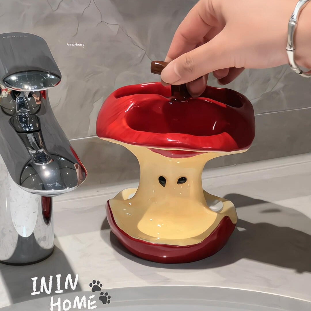 【新家的100个快递】苹果核牙刷架陶瓷家用创意收纳架2025新款