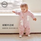 Elk Zoo婴儿半边绒连体衣秋冬款 男女宝宝毛衣爬服新生儿外出哈衣