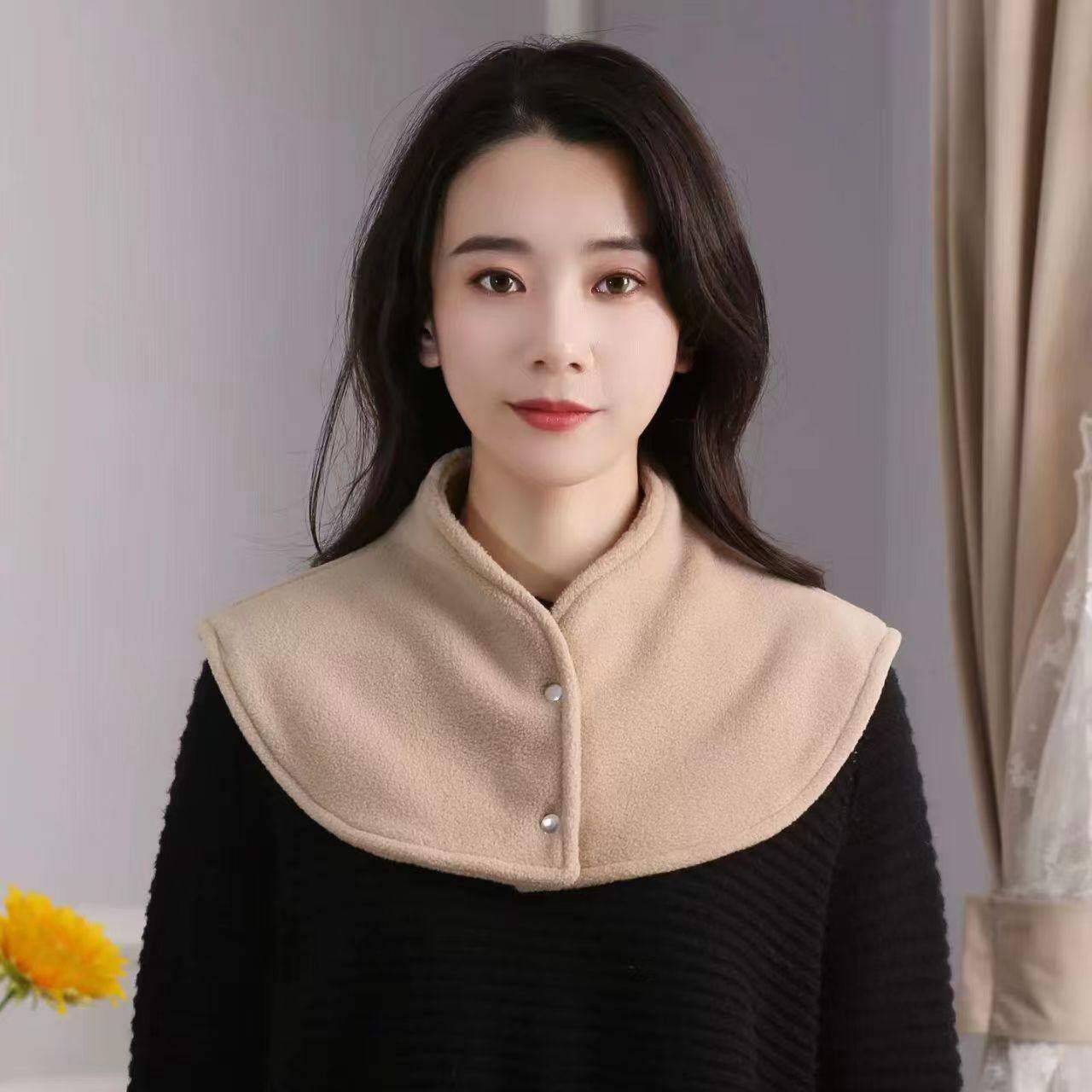 保暖护肩百搭假领子女睡觉保颈椎穿空调房坎肩大衣领绒内搭围脖套