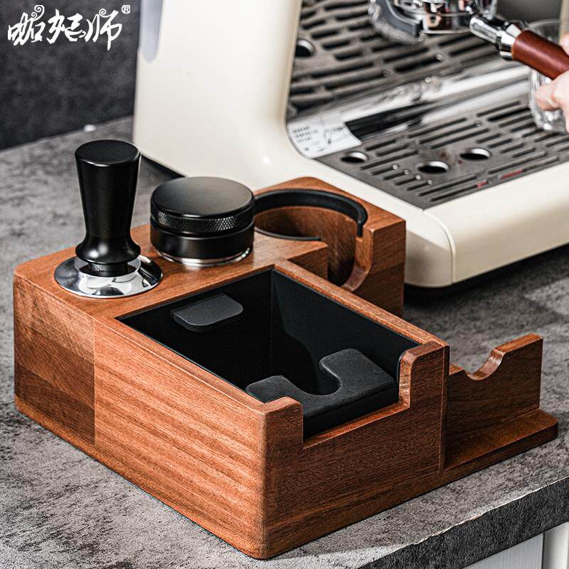 咖啡压粉座手柄支架布粉压粉器底座意式吧台敲渣盒51/53/58mm渣桶