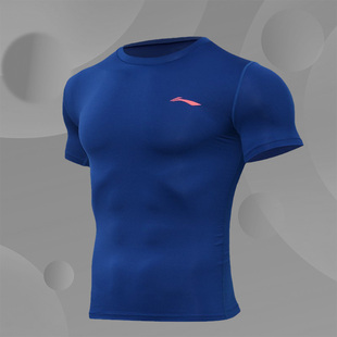 李宁正品 休闲上衣运动服AUDN121 舒适男透气T恤训练系列紧身短袖