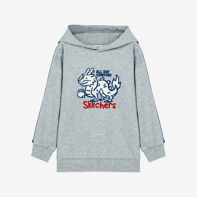 斯凯奇儿童针织透气连帽卫衣