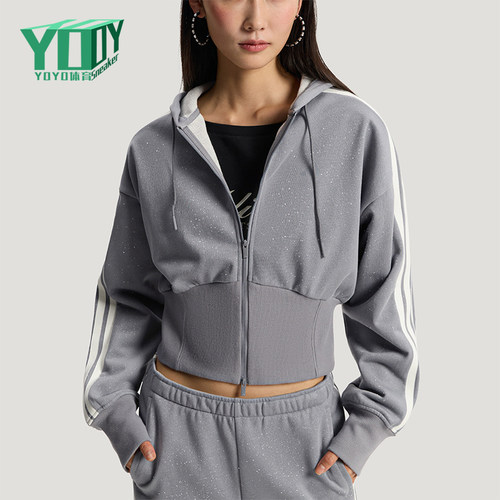 Adidas/阿迪达斯正品DCE KN JKT 1女士条纹针织时尚外套KX8906