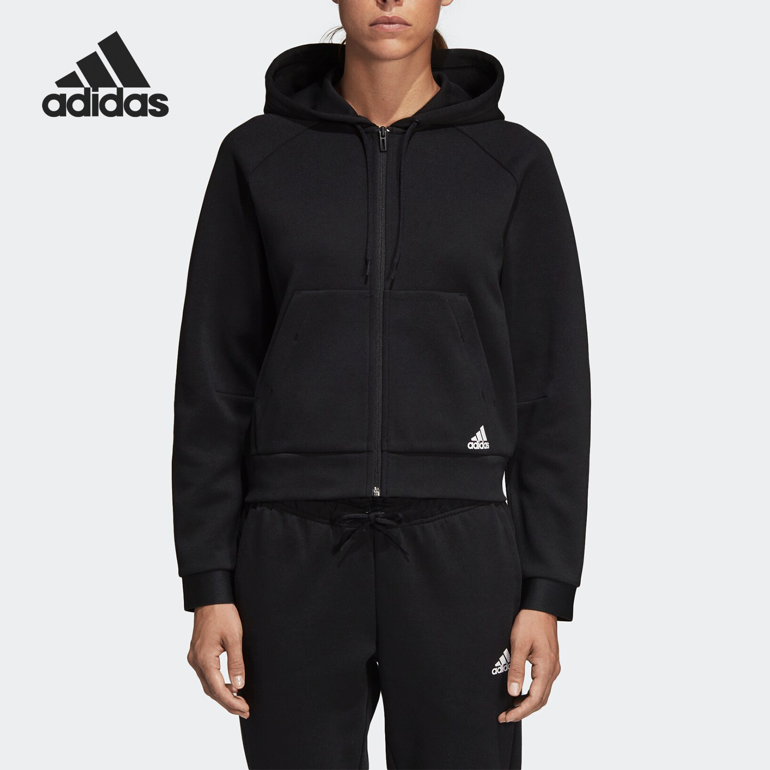 Adidas/阿迪达斯正品女当季新款连帽休闲外套保暖针织夹克 DU6570,运动服/休闲服装,运动茄克/外套,淘宝优惠券,粉丝福利购,淘宝优惠卷
