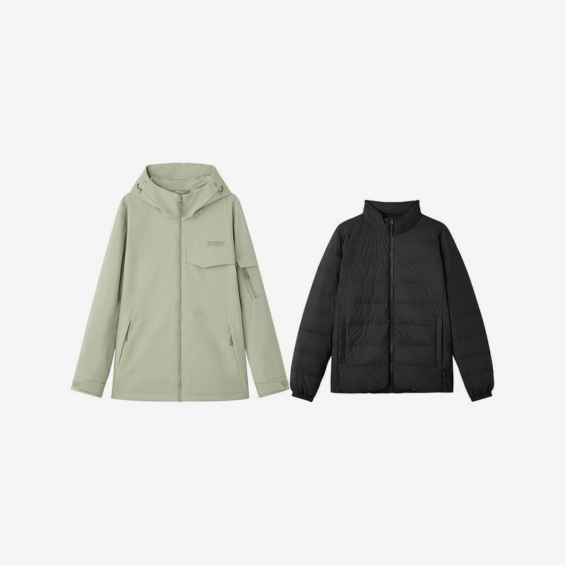 Skechers/斯凯奇正品2024新款男士梭织连帽保暖三合一羽绒服