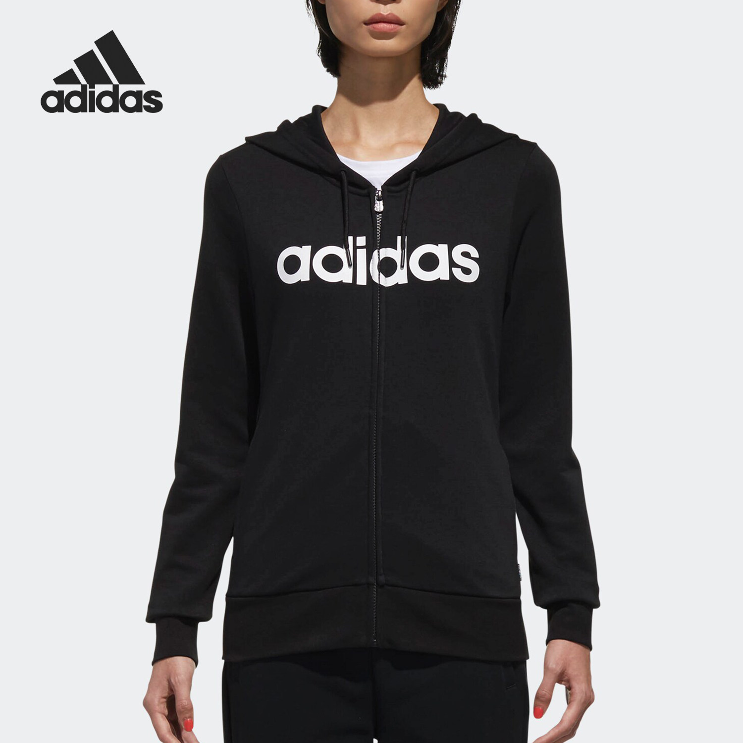 Adidas/阿迪达斯正品NEO女子春秋休闲针织夹克防风连帽外套DM4130图片