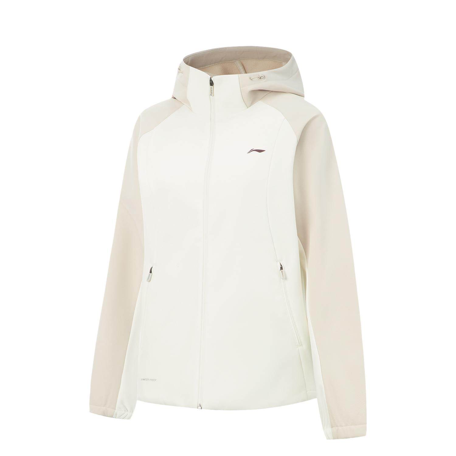 李宁正品2025秋季女子防泼水宽松抓绒连帽健身运动风衣AFDVB70