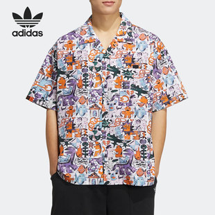 Adidas/阿迪达斯正品OKAWARA三叶草男女运动短袖衬衫HR6458