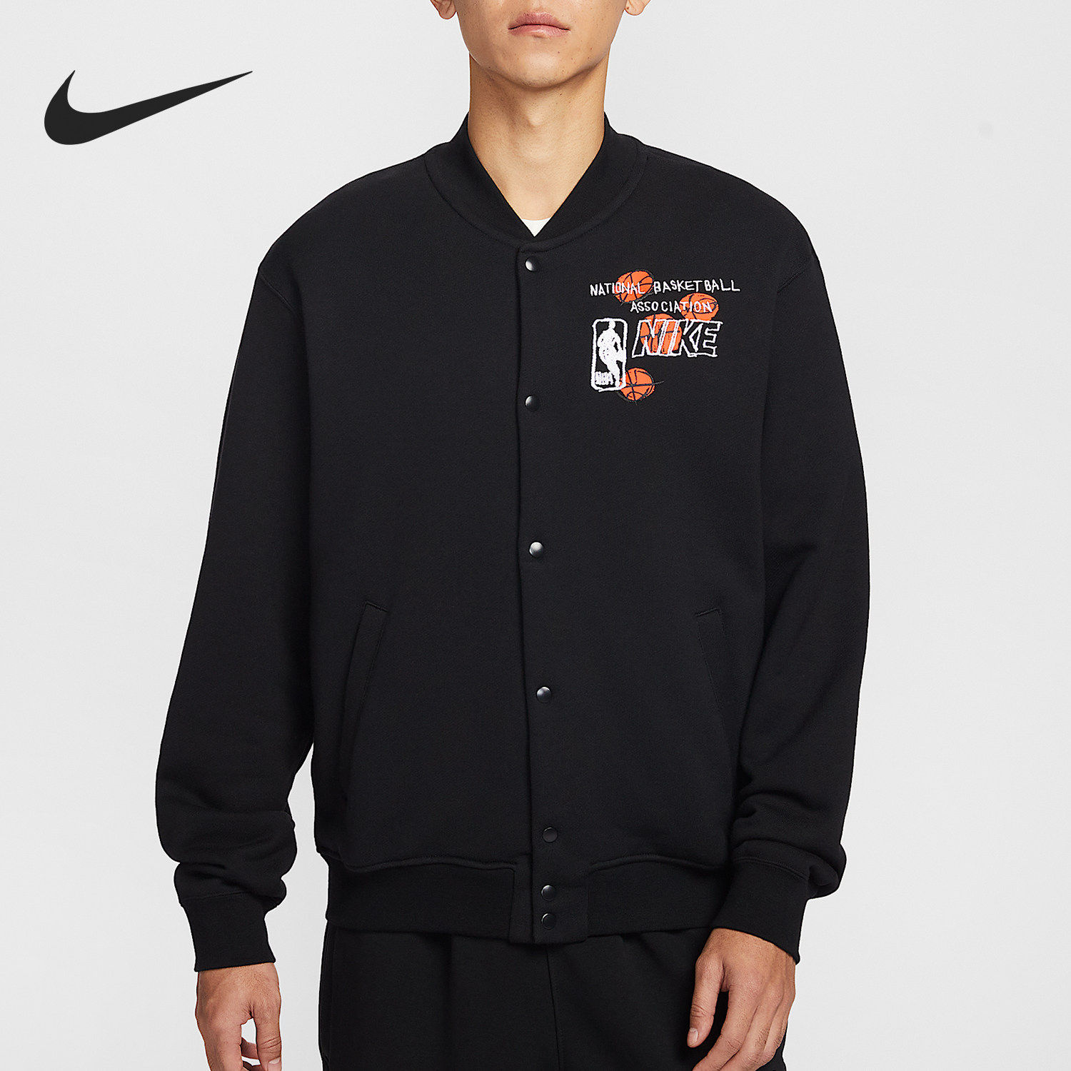 Nike/耐克正品2026春季款男士V领针织刺绣运动外套HV9298-010