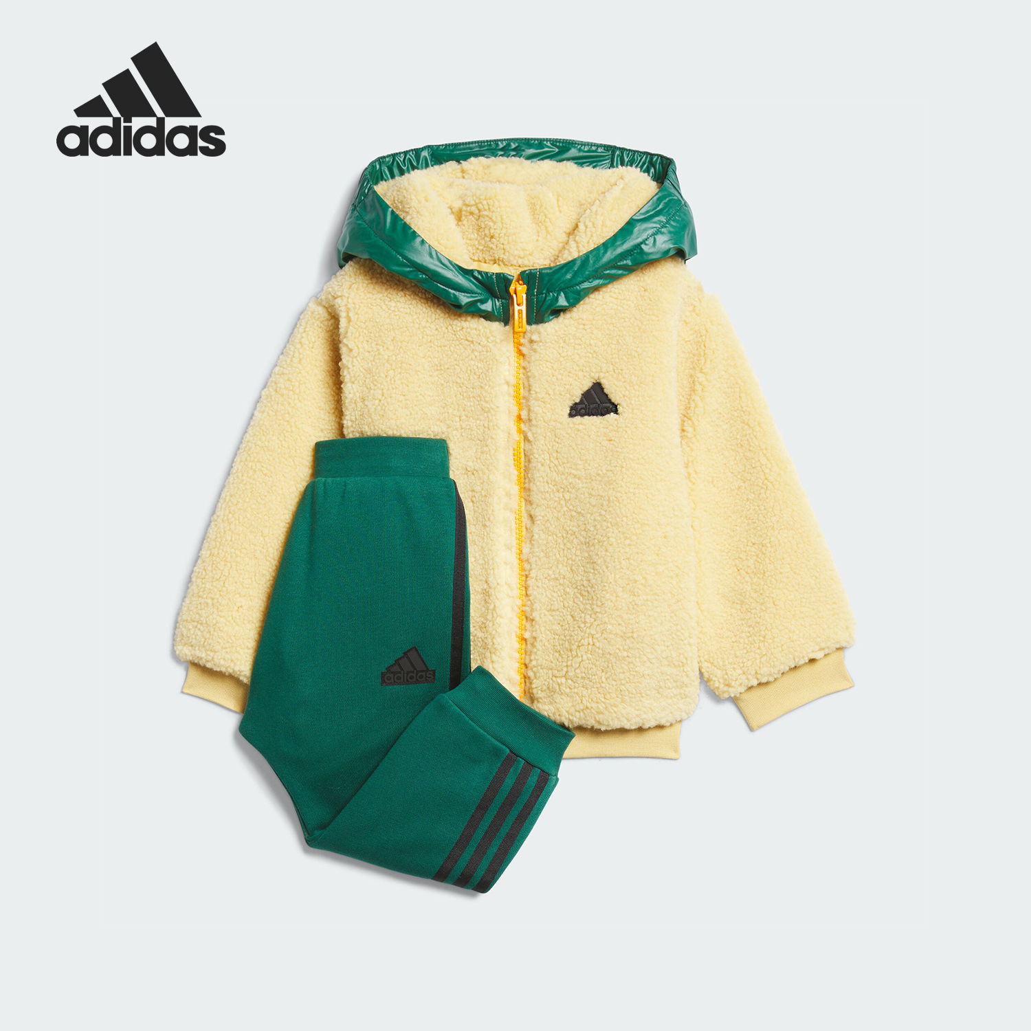 阿迪达斯婴童仿羊羔绒长袖套装