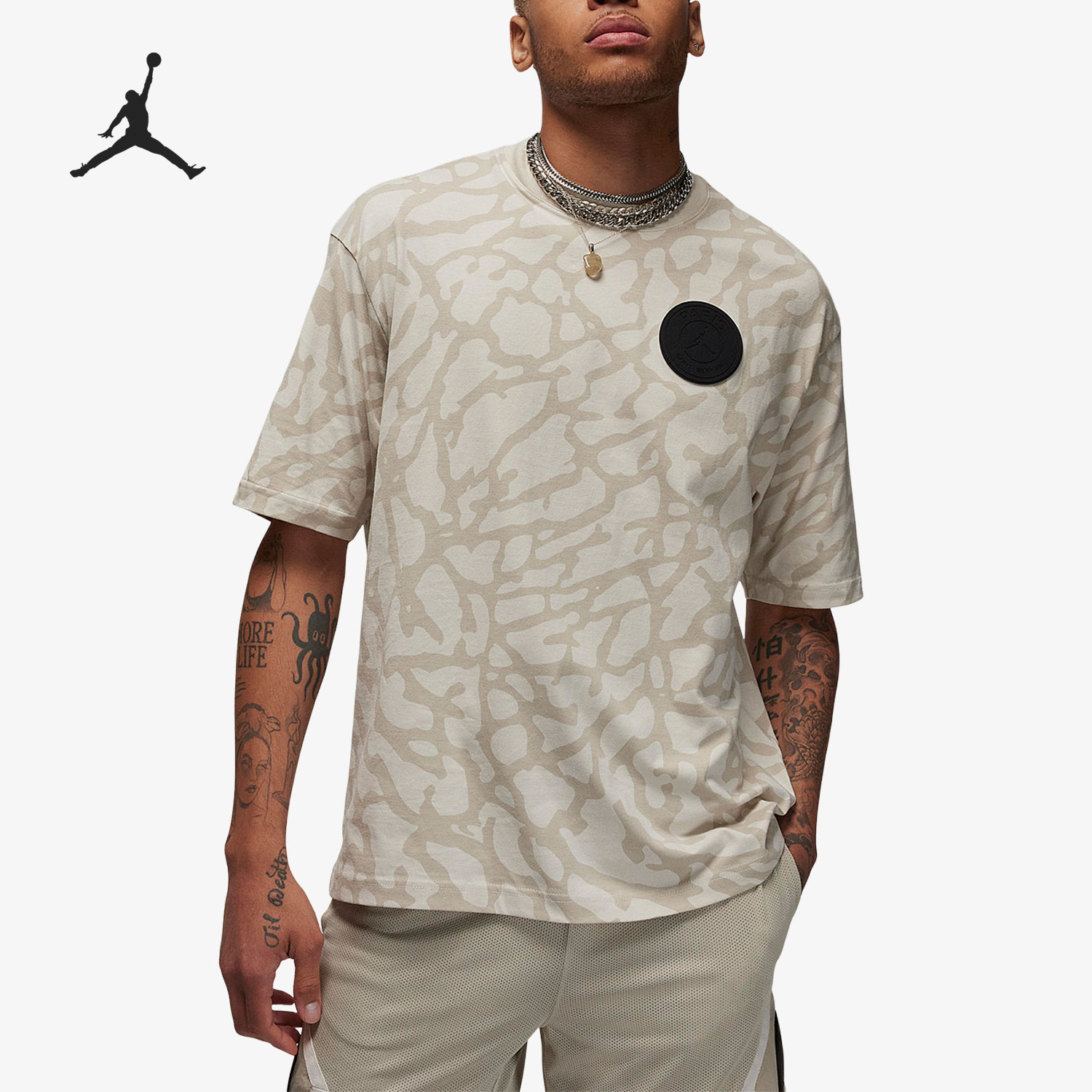 Nike/耐克正品JORDAN x PSG男士宽松透气运动短袖DZ2912-072