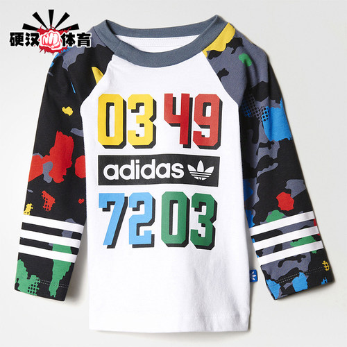Adidas/阿迪达斯正品三叶草印花长袖T恤经典新款长袖T恤AY8559