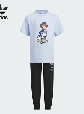 Adidas/阿迪达斯正品三叶草小童运动时尚休闲短袖套装IX4369