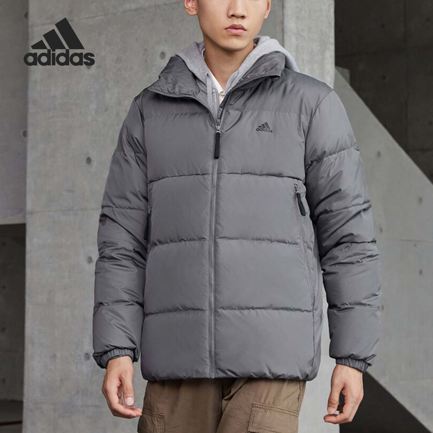 Adidas/阿迪达斯正品运动休闲男士保暖鸭绒立领羽绒服IT8725
