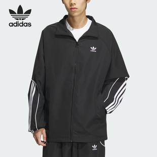 梭织透气运动拉链外套JE3491 三叶草男士 Adidas 阿迪达斯正品