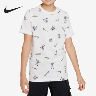 耐克正品 T恤FD3968 新款 休闲印花短袖 100 大童运动时尚 Nike