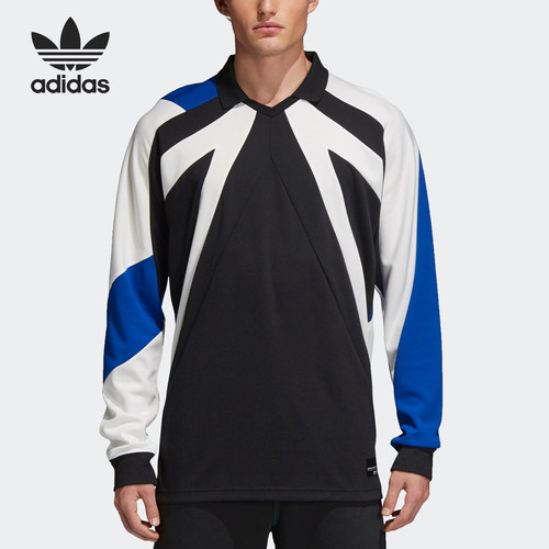 Adidas/阿迪达斯正品三叶草男子撞色拼接套头衫运动长袖T恤CD6845