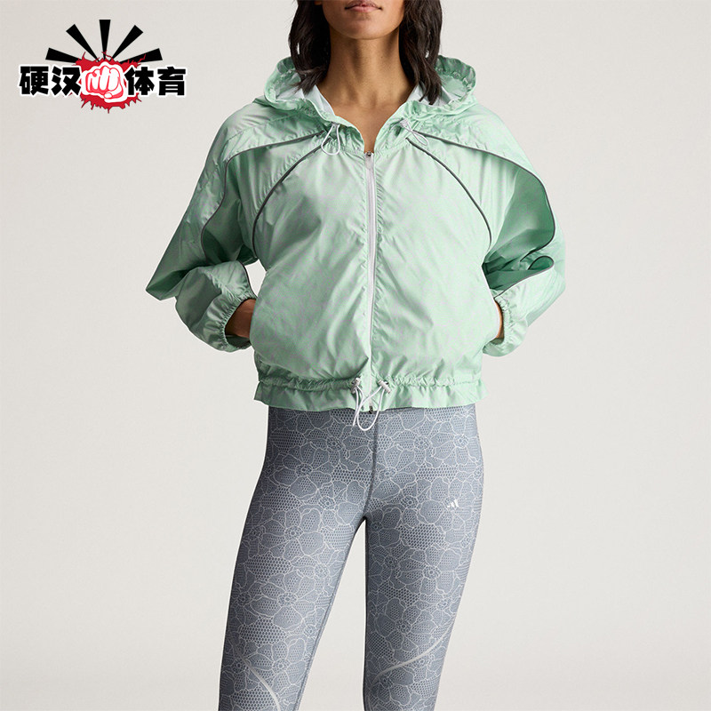 Adidas/阿迪达斯正品2026女士休闲印花收腰经典连帽外套JY8195
