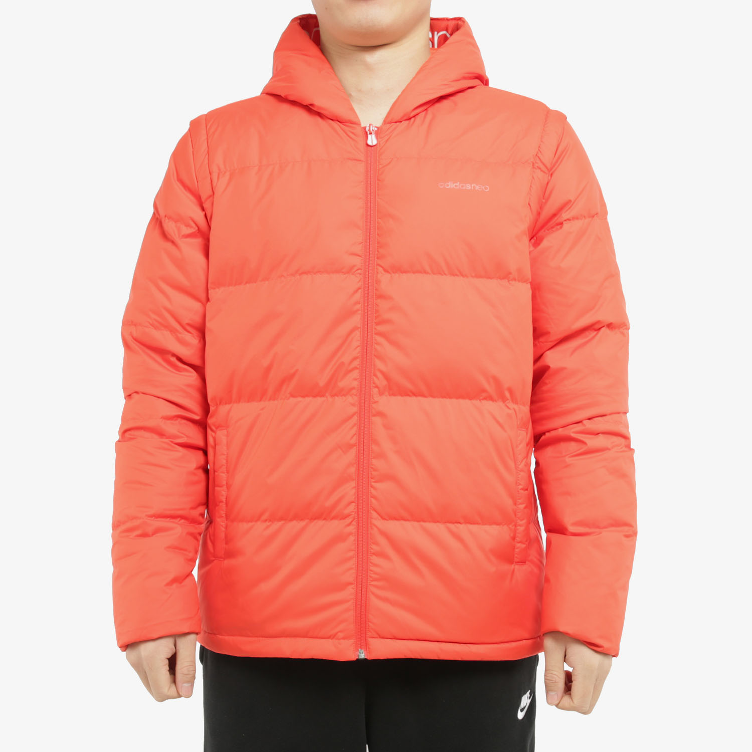 阿迪达斯连帽羽绒服正品fk3502