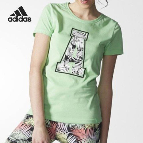 Adidas/阿迪达斯正品夏季新款运动休闲圆领女子短袖T恤衫 S26597