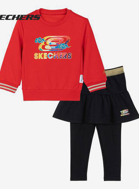 Skechers/斯凯奇正品新款儿童平安年系列针织裙裤套装 L121G014
