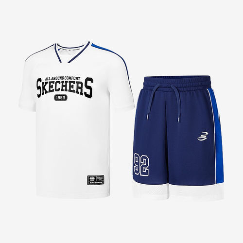 Skechers斯凯奇正品SS25儿童篮球透气短袖T恤P225B094-0019