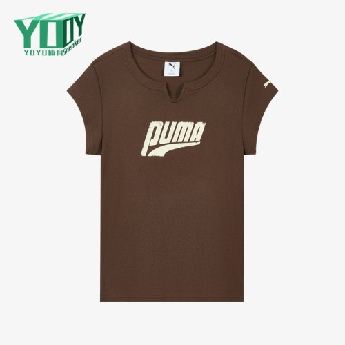 Puma/彪马正品graphic女士经典透气修身运动短袖T恤638607-90